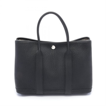 HERMES Garden party TPM Tote Bag W Negonda leather Black Used SHW
