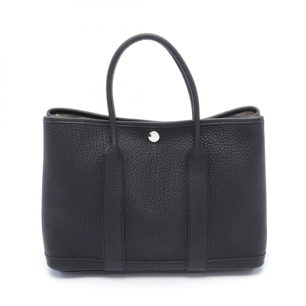 HERMES Garden party TPM Tote Bag W Negonda leather Black Used SHW