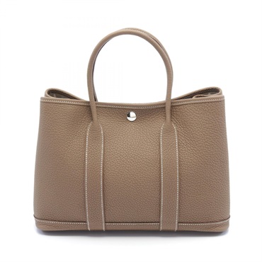 HERMES Garden party TPM Tote Bag W Negonda leather Etoupe Grey SHW