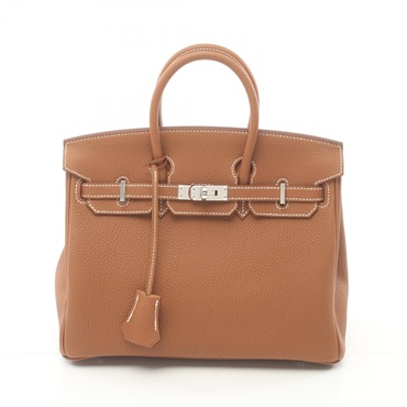 HERMES Birkin 25 Hand bag 041344CK Togo leather SHW Gold Brown Used Women