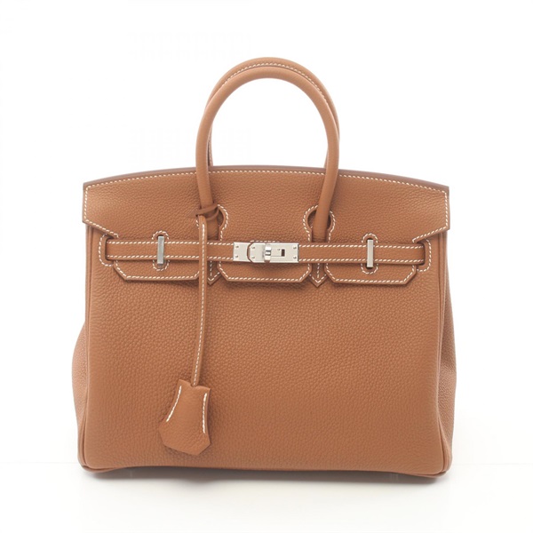 HERMES Birkin 25 Hand bag 041344CK Togo leather SHW Gold Brown Used Women