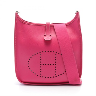 HERMES Evelyne Trois PM Shoulder crossbody Bag Q Epsom Rose tyrien SHW Used