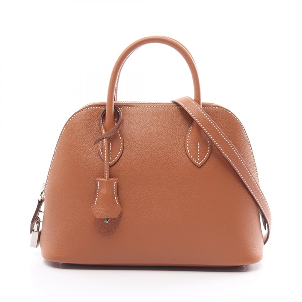 HERMES Bolide 1923 25 Shoulder Hand bag 082798CK Evercolor SHW Gold Brown Used