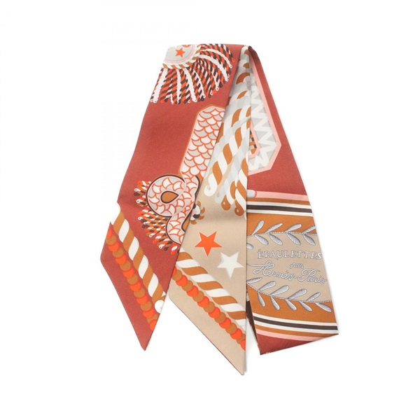 HERMES Twilly EPAULETTES DE GALA Scarf silk Beige Multicolor Beige Used Women