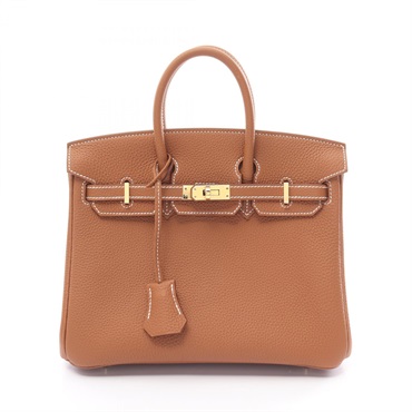 HERMES Birkin 25 Gold Hand bag Togo leather GHW Brown Used Women