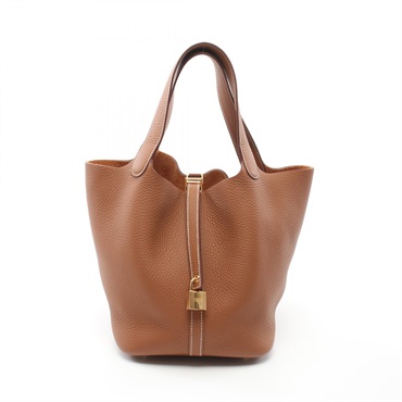 HERMES Picotin Lock MM Hand bag B Taurillon Clemence Gold GHW