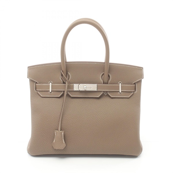 HERMES Birkin 30 Hand bag Togo leather SHW Etoupe Gray Brown Used Women