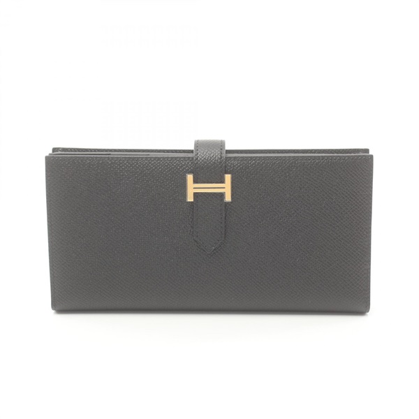 HERMES Bearn Soufflet Bifold long wallet purse W H039785CC Epsom black GHW