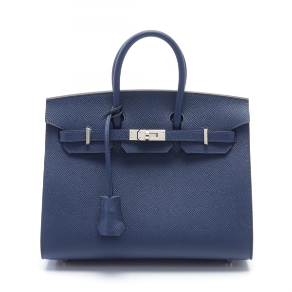 HERMES Birkin Sellier 25 Hand bag W Epsom Blue navy SHW