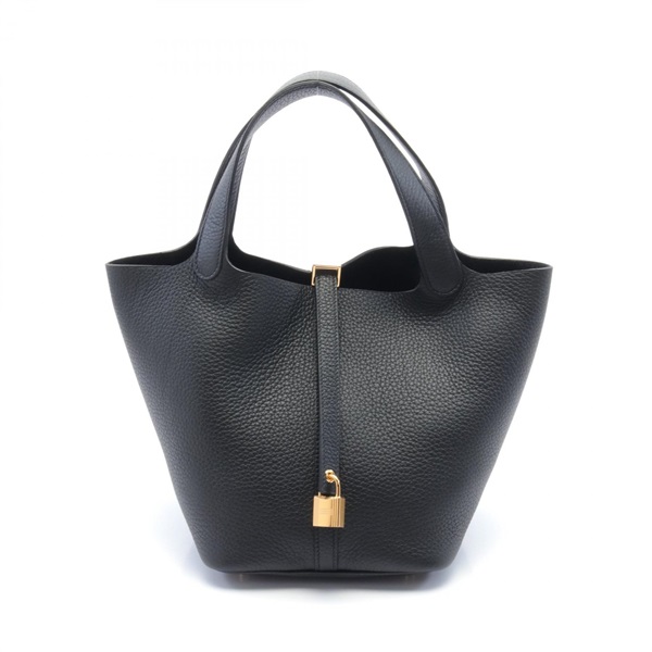 HERMES Picotin Lock MM Hand bag W Taurillon Clemence Black GHW Used