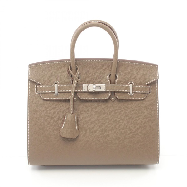 HERMES Birkin 25 Hand bag W Epsom Etoupe Grey SHW