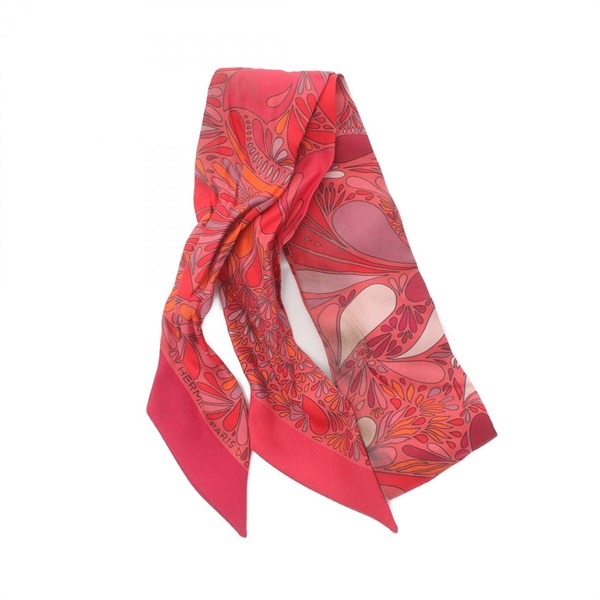 HERMES Twilly MILLEFLEURS DU MEXIQUE Scarf silk Red Multicolor Used Women