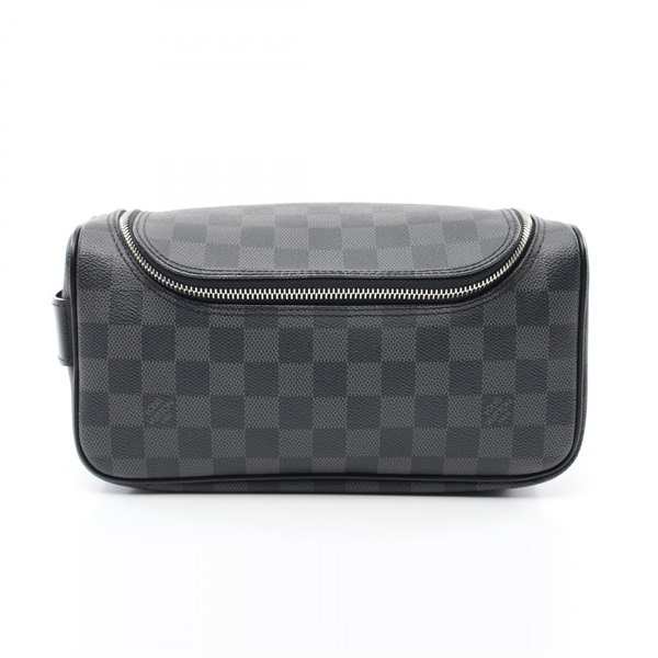 LOUIS VUITTON Trousse Toilette pouch clutch bag N47625 Damier Graphite leather