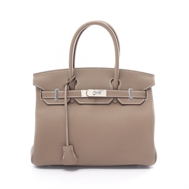 HERMES Birkin 30 Hand bag Togo leather SHW Etoupe Gray Brown Used Women