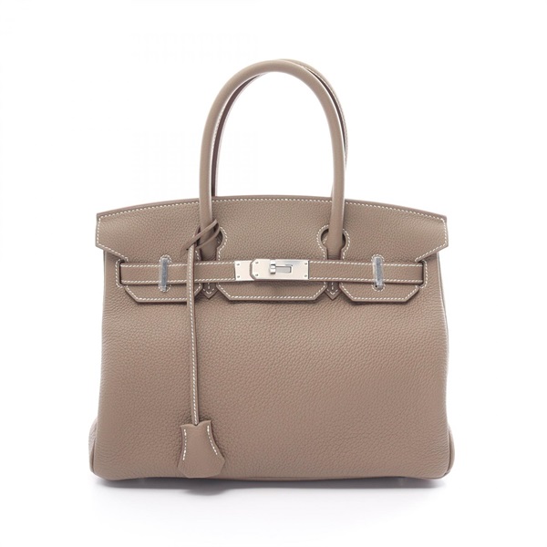 HERMES Birkin 30 Hand bag Togo leather SHW Etoupe Gray Brown Used Women