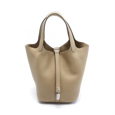 HERMES Picotin Lock PM Hand bag Taurillon Clemence SHW Beige marfa Used Women