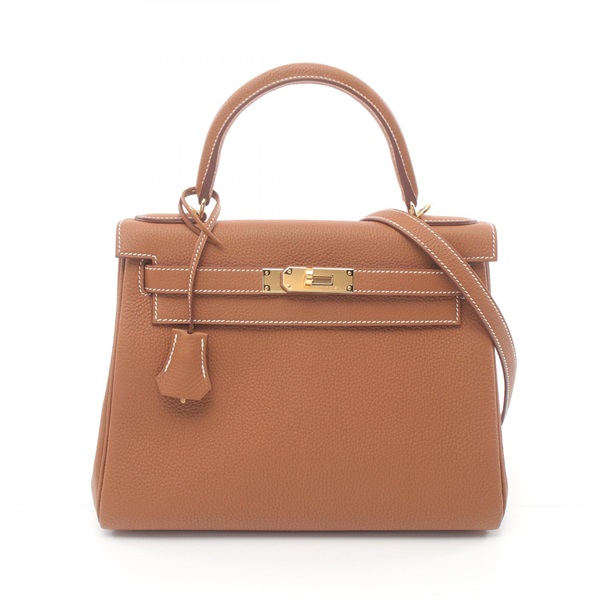 HERMES Kelly 28 2way shoulder Hand bag W 030931CC Togo leather Gold Used GHW