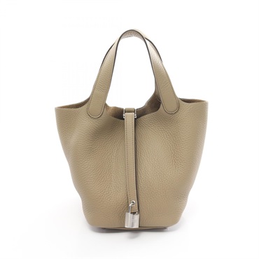 HERMES Picotin Lock PM Hand bag 056289CK Taurillon Clemence SHW Beige Marfa Used