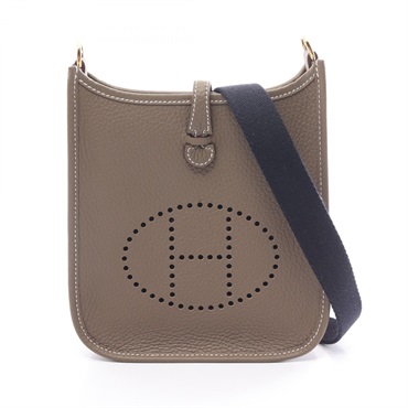HERMES Evelyne TPM Amazon Shoulder Bag Taurillon Clemence GHW Etoupe Grey Brown