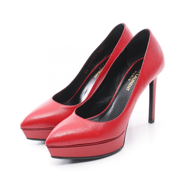 SAINT LAURENT PARIS pumps shoes heel leather Red Used Women size 35 1/2