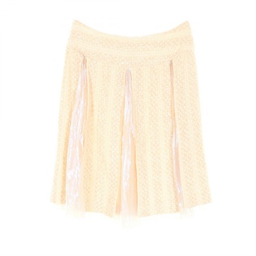 CHANEL skirt P23715W03339 silk polyester Beige Pink Used Women size 38