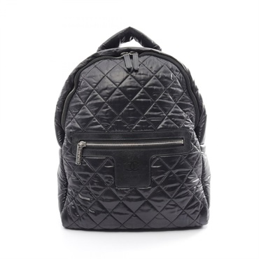 CHANEL Coco cocoon daybag zip Backpack A92559 Nylon leather Black Used SHW