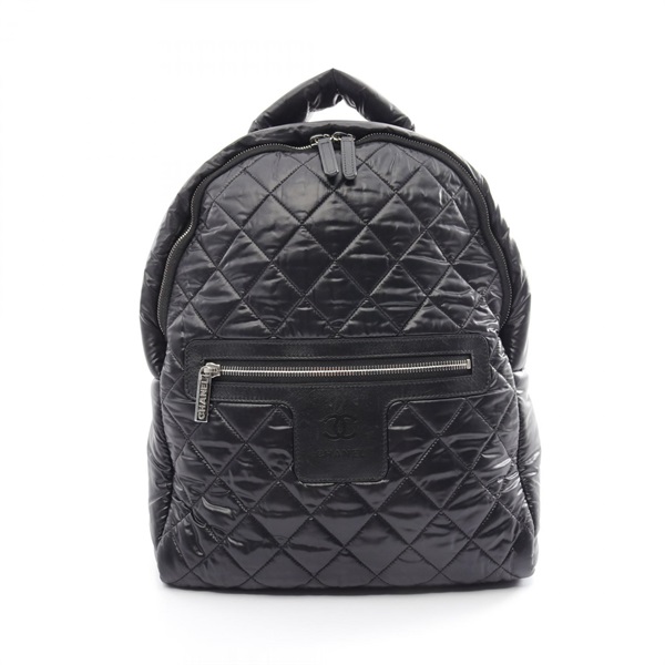 CHANEL Coco cocoon daybag zip Backpack A92559 Nylon leather Black Used SHW