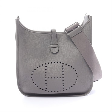HERMES Evelyne 3 Trois PM Shoulder Bag Taurillon Clemence SHW Gris mouette Used