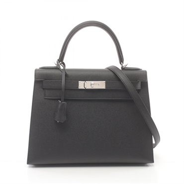 HERMES Kelly 28 2way shoulder Hand bag B 042319CK Epsom Epsom Black SHW Used