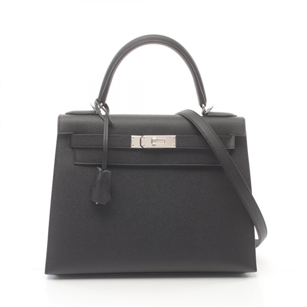 HERMES Kelly 28 2way shoulder Hand bag B 042319CK Epsom Epsom Black SHW Used