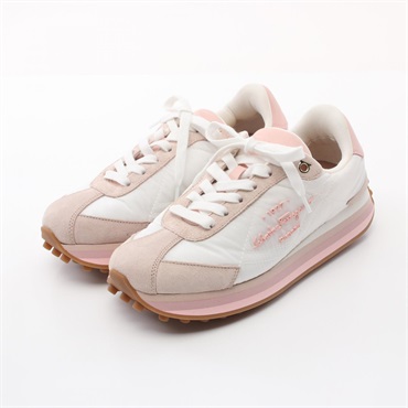 Salvatore Ferragamo sneakers Nylon leather White Pink Used Women size 6 1/2 M