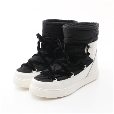 MONCLER boots shoes Nylon Patent leather Black White Used Women size 37