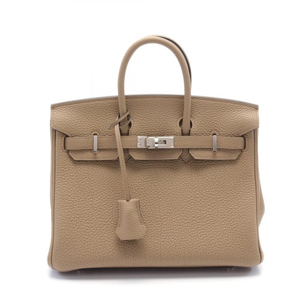 HERMES Birkin 25 Hand bag 041344CK Togo leather SHW Beige Marfa Used Women