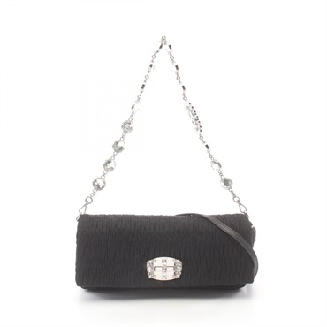 Miu Miu FAILLE CRYSTAL Shoulder Bag RP0415 canvas Black Used Women