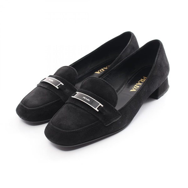 PRADA pumps loafers Suede Black Used Women #37