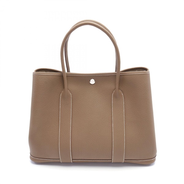 HERMES Garden party PM Tote Hand Bag Negonda leather Etoupe Brown Used Women