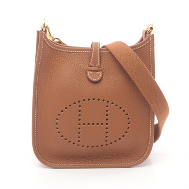 HERMES Evelyne TPM Shoulder crossbody Bag W 069426CC Taurillon Clemence Gold GHW