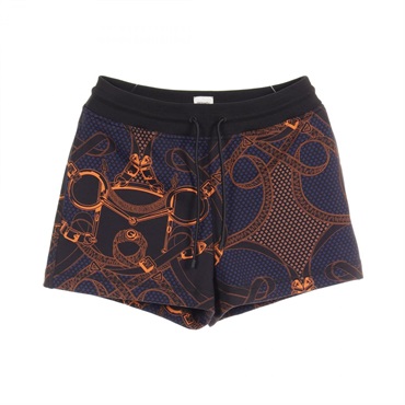 HERMES Short Pants 4H4419DC cotton Black Blue Orange Used Women size 34