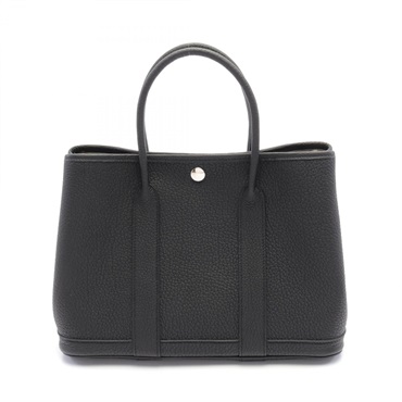 HERMES Garden party TPM Tote Bag W Negonda leather Black Used SHW