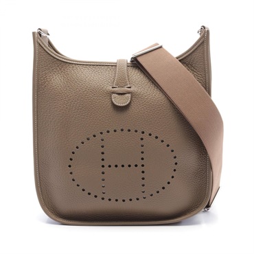 HERMES Evelyne 3 PM Shoulder Bag Taurillon Clemence leather Brown Used Women W