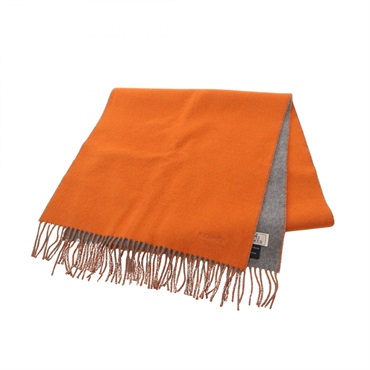 HERMES Recto Verso Scarf cashmere Orange Gray Used unisex