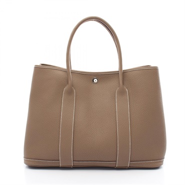 HERMES Garden party PM Tote Bag Negonda leather Etoupe Grey Used Women W SHW
