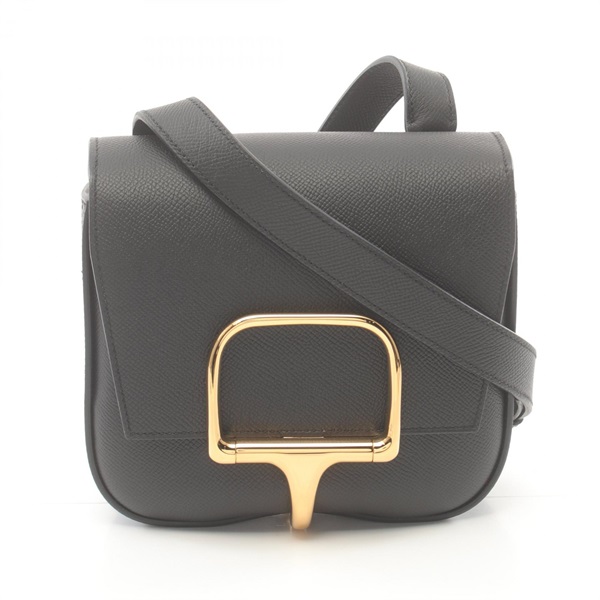 HERMES Della Cavalleria mini Shoulder Bag Epsom Leather GHW Black Used Women