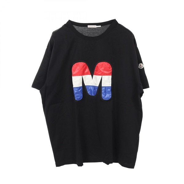 MONCLER Tricolor M patch logo T-shirt 8043100 cotton Black Used mens #XXL