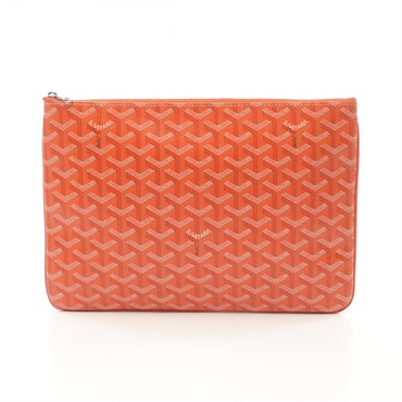 GOYARD business clutch bag PVC coated canvas Orange Multicolor Used Women