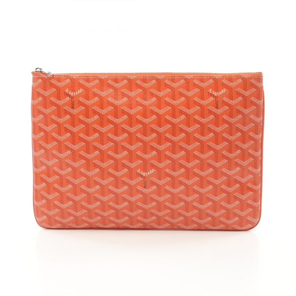 GOYARD business clutch bag PVC coated canvas Orange Multicolor Used Women