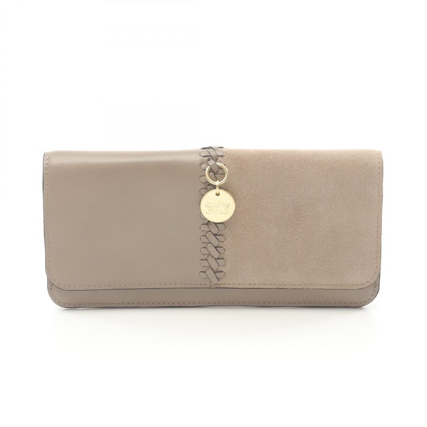 Chloe tilde Bifold purse long wallet CHS20AP918859 leather Suede Beige Used