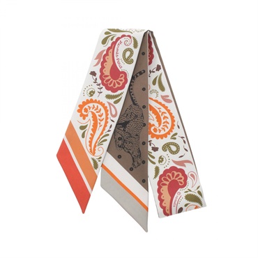 HERMES Twilly GUEPARDS BANDANA Scarf silk White Multicolor White Used Women