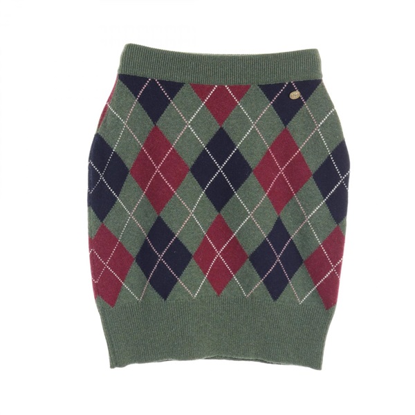 CHANEL COCO Mark skirt P46446K05818 cashmere Green Multicolor Used Women CC #36