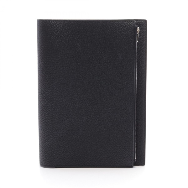 HERMES EA Zip Notebook Cover D Taurillon Clemence Black Used SHW